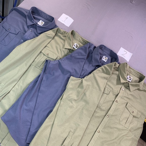 voyager Other - Voyager Shirt Men 2XL Blue Green Stretch Woven Long Sleeve Button Front Lot of 4